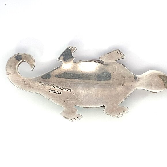 Navajo Sterling Silver Emer Thompson Multi-Stone Lizard Pendant - Picture 8 of 8